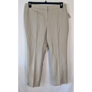 Kasper Linen Blend Ankle Pants Khaki Tan Size 16 NWT Cropped Work Casual